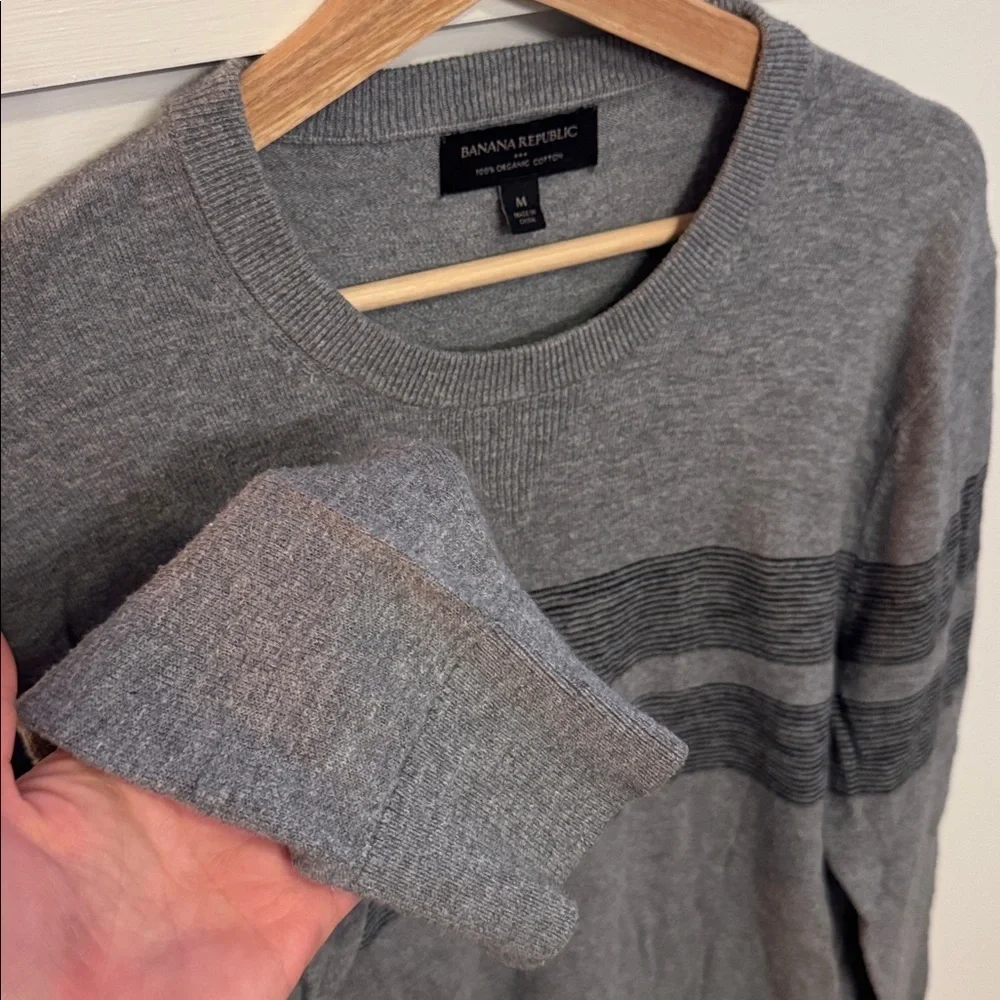 Banana Republic Men’s Gray 100% Cotton Crewneck Sweater Pullover Gray Size M